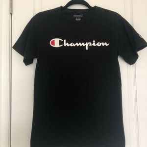 men’s CHAMPION black logo T-shirt